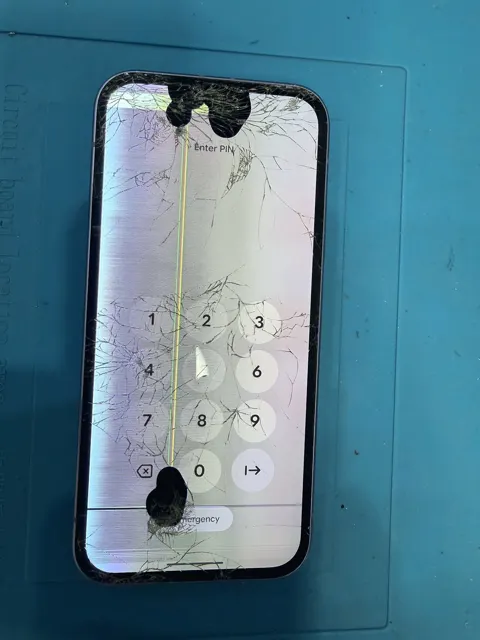 This iPhone came into GR Phones & Repairs in Plympton with a badly cracked screen and dead spots, but the lines and pressure marks are no match for us.